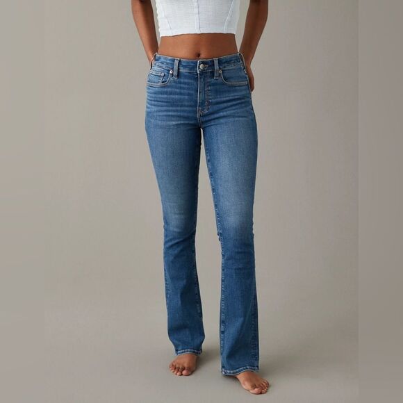 American Eagle Next Level High-Waisted Skinny Kick Jeans Blue Size 2 - Picture 1 of 16